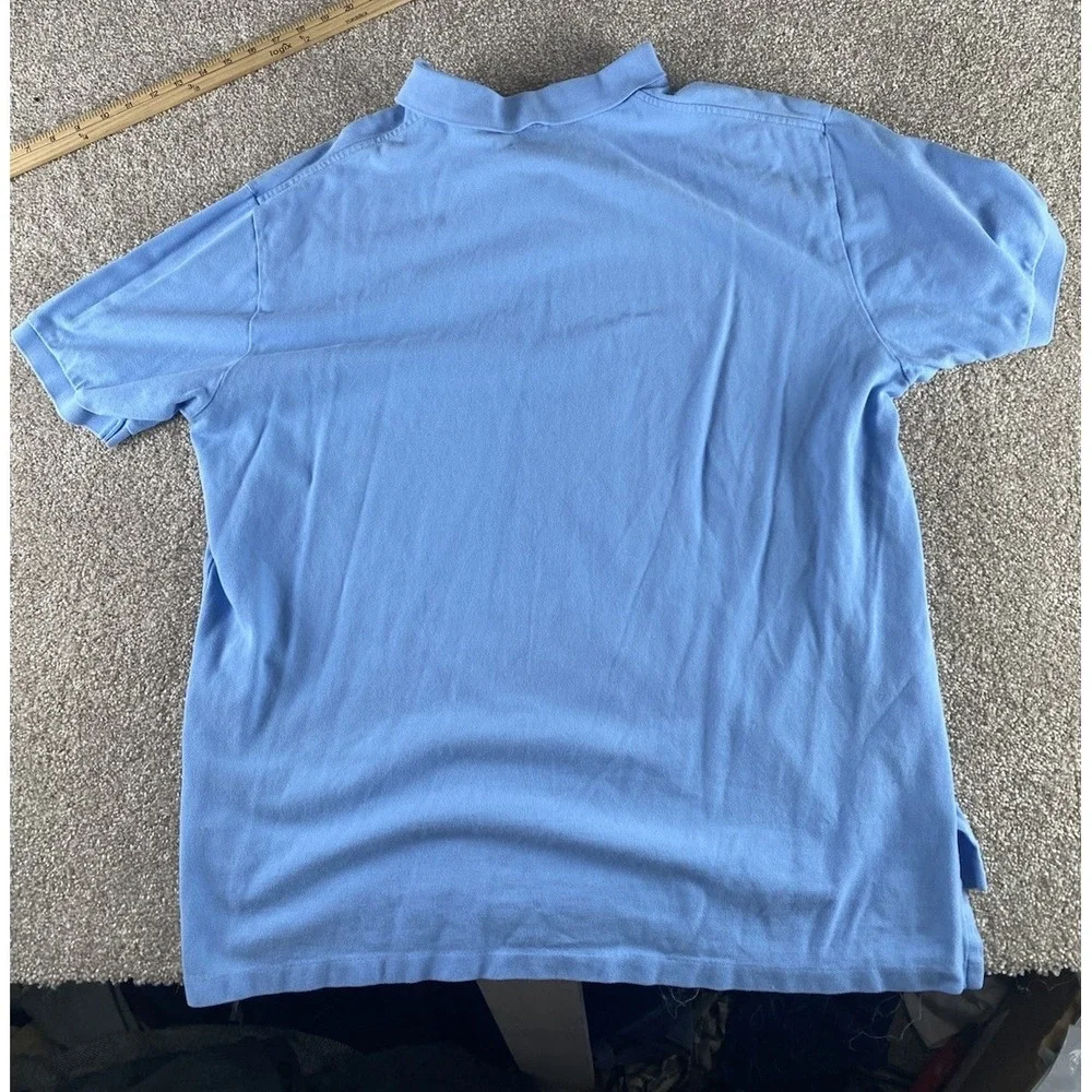 Polo Ralph Lauren Solid Light Blue Polo Shirt Mens XXL Cotton Yellow Pony Preppy